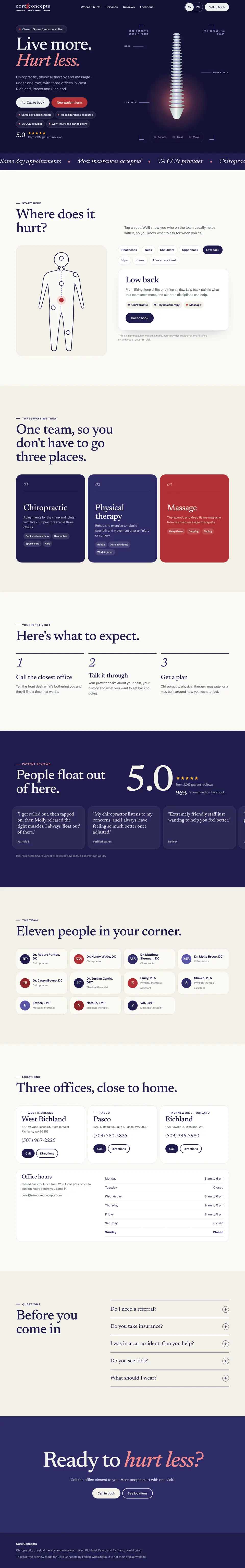 Core Concepts website design