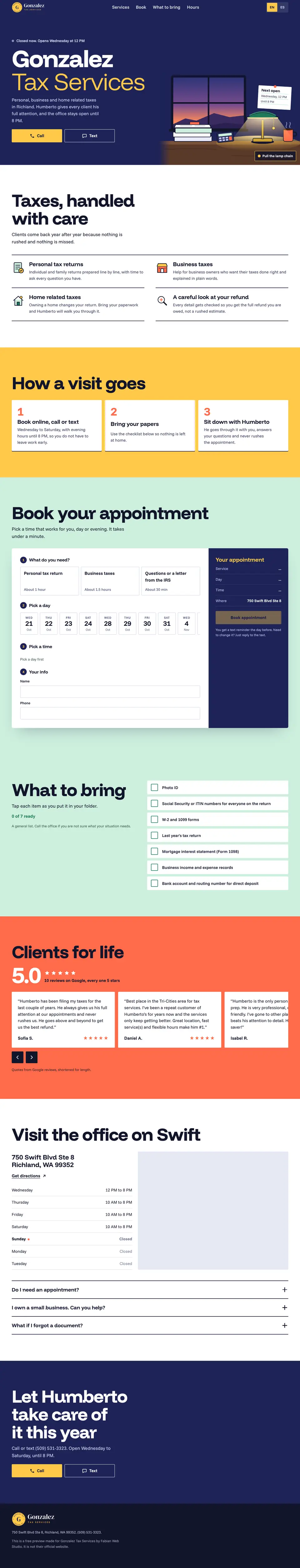 Gonzalez Tax Services website design